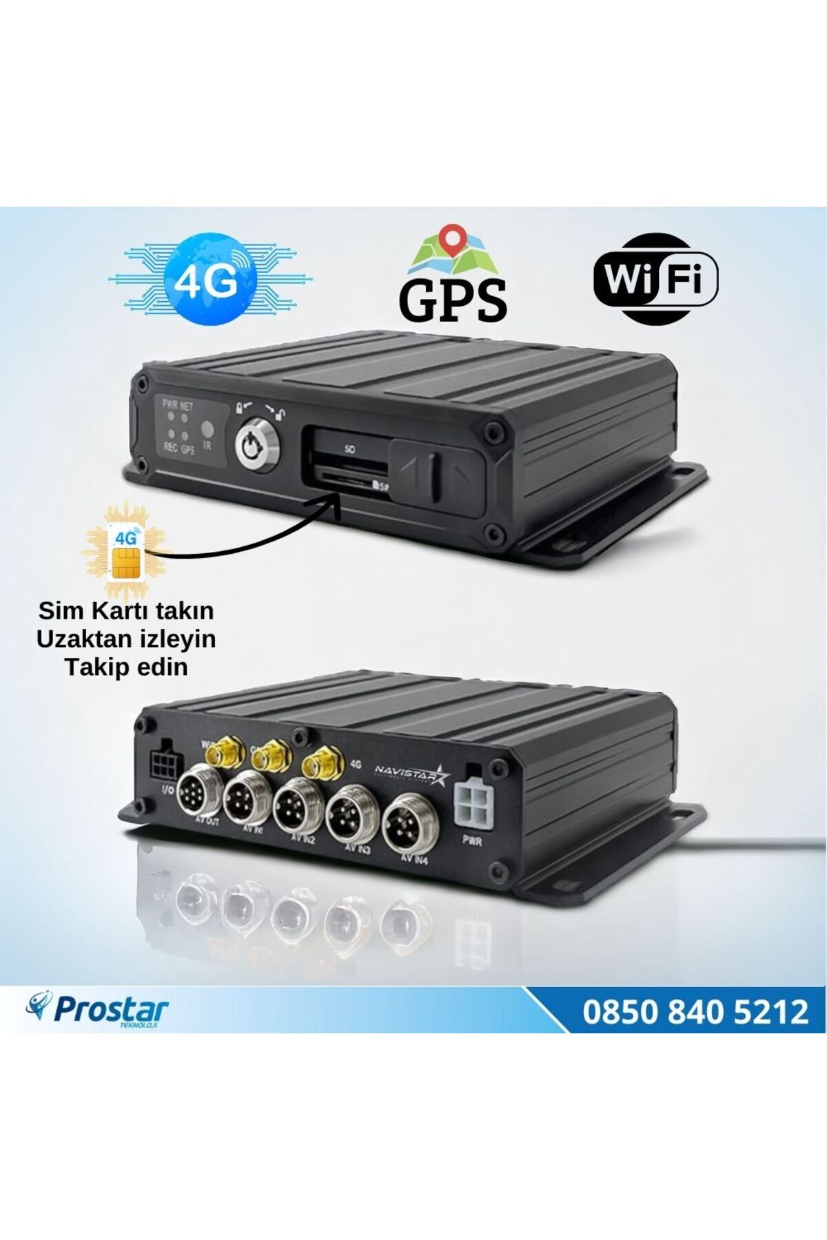 Navistar SD Kartlı Uzaktan izlemeli 4 Kanal 1080P GPS 4G WIFI