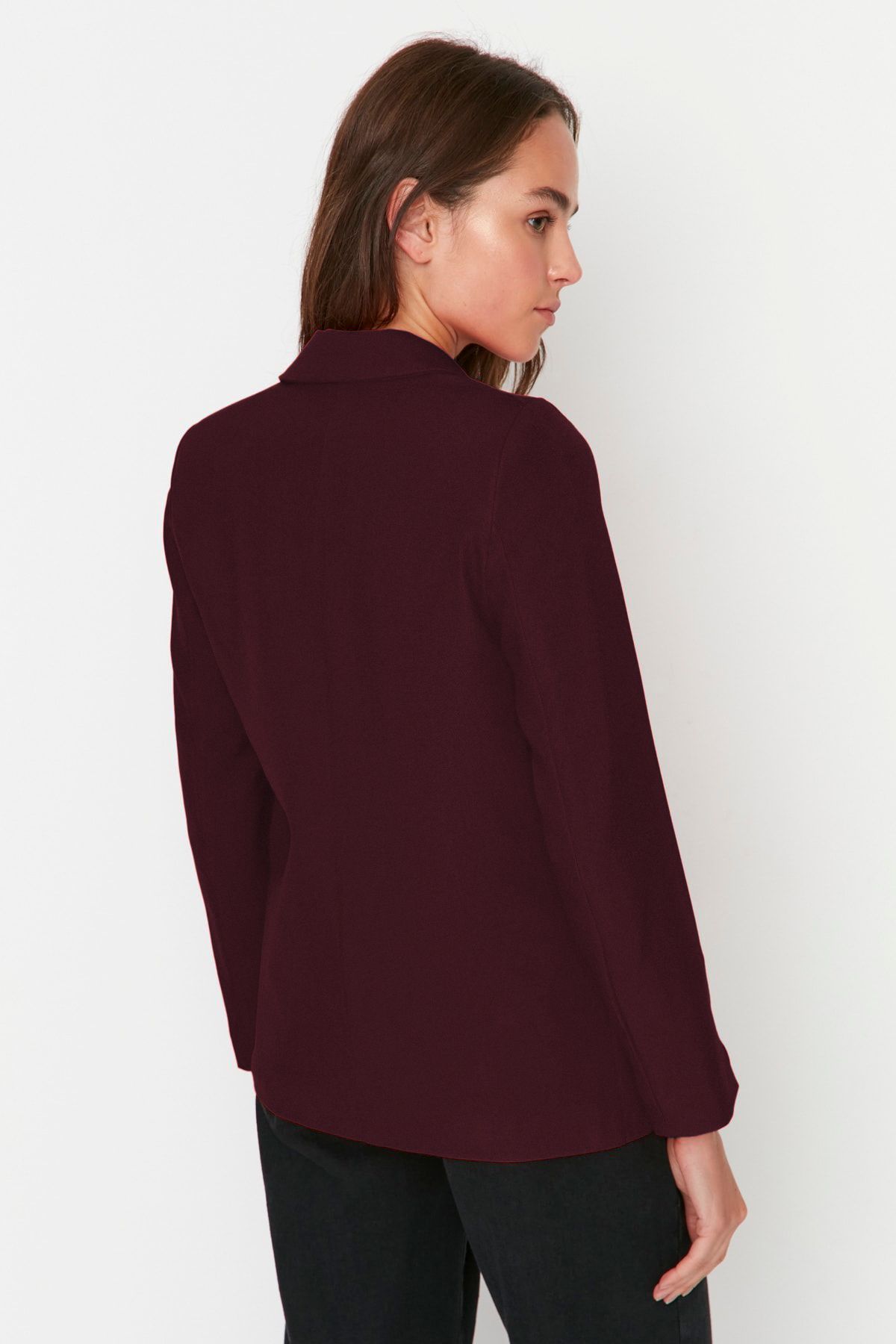 Trendyol Collection-Marynarka w kolorze claret red regular z podszewką i wzorem tkanym TWOAW20CE0316 4