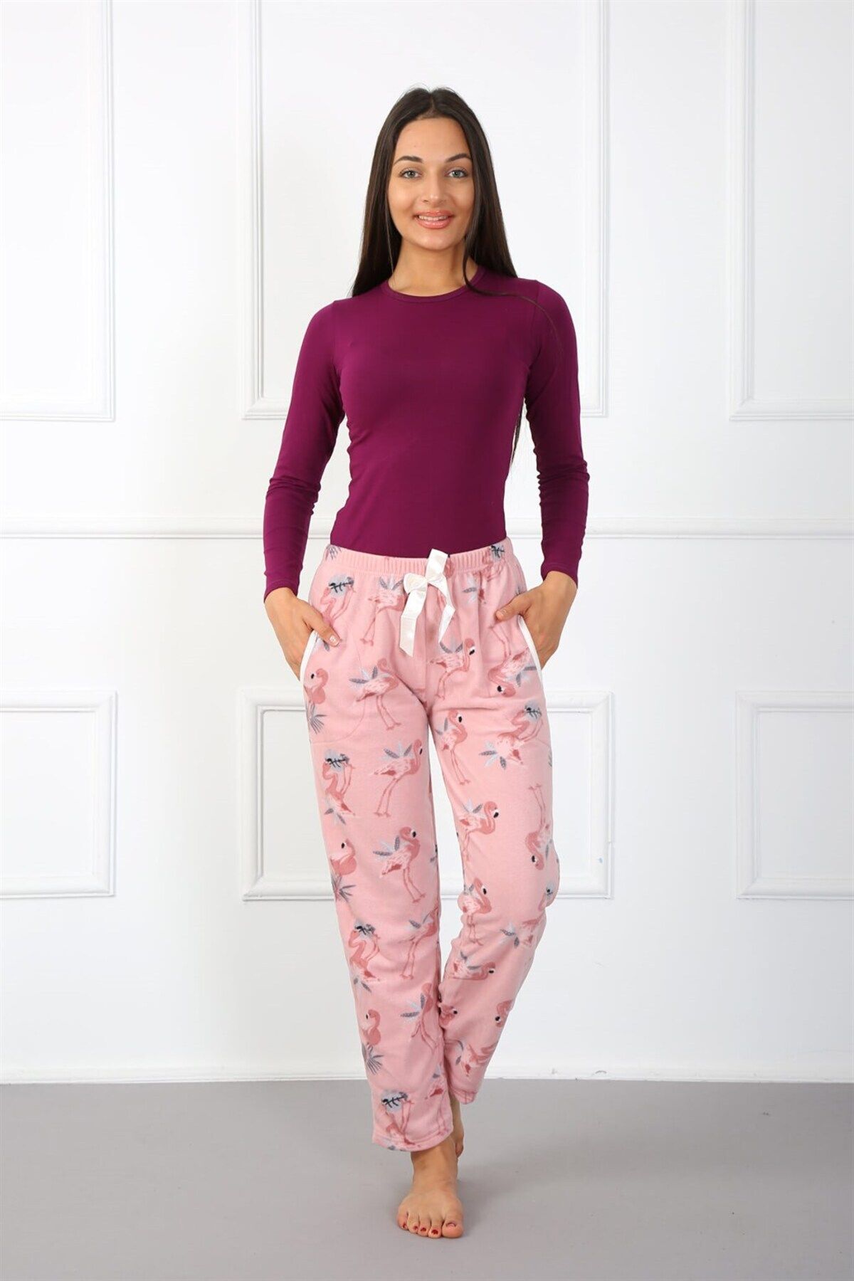 Akbeniz-Welsoft Fleece Pajama Set - Single Bottom 210044 3