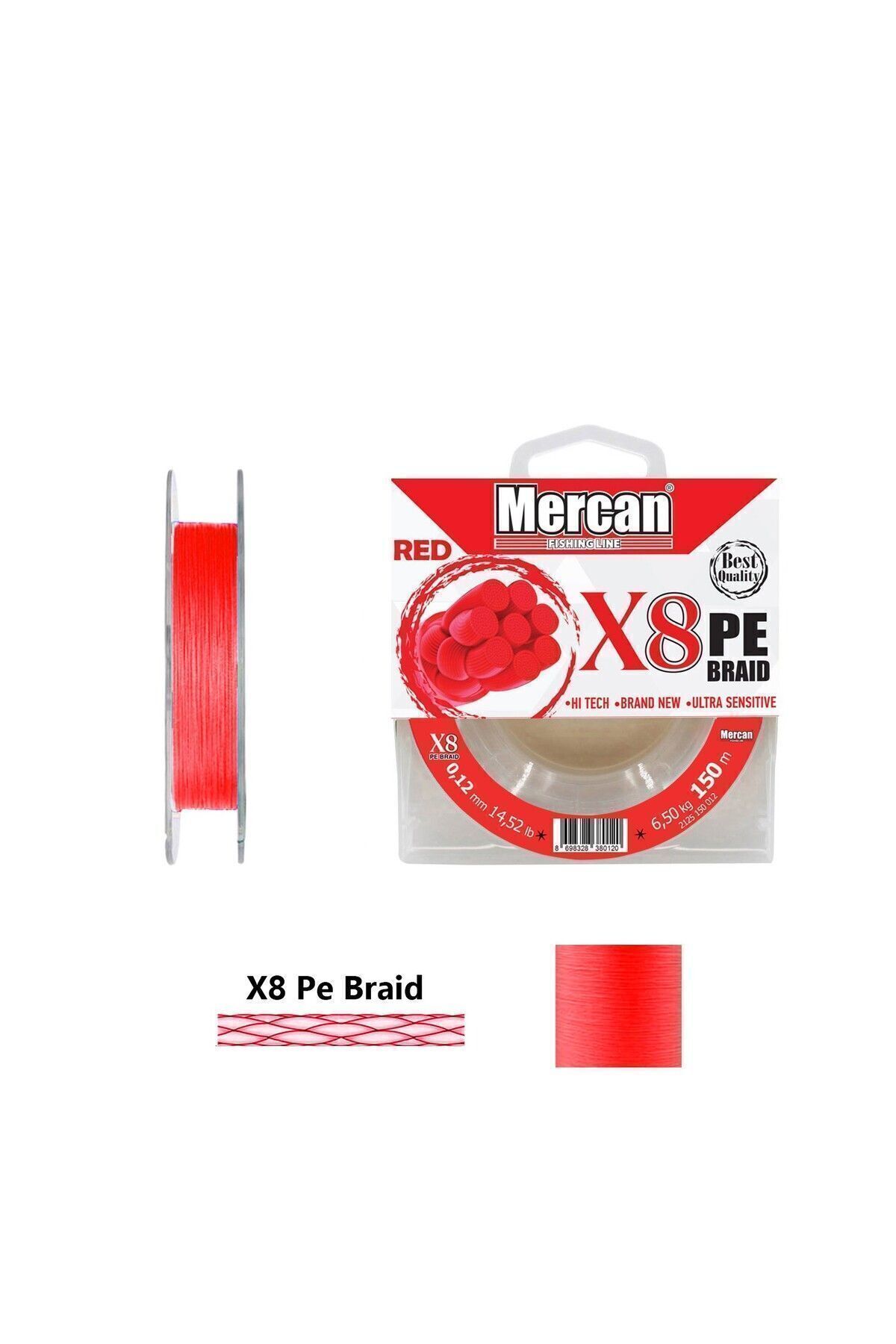 Mercan-Pe Knitted Platinum X8 Red String 150m Reel Fishing Line 3