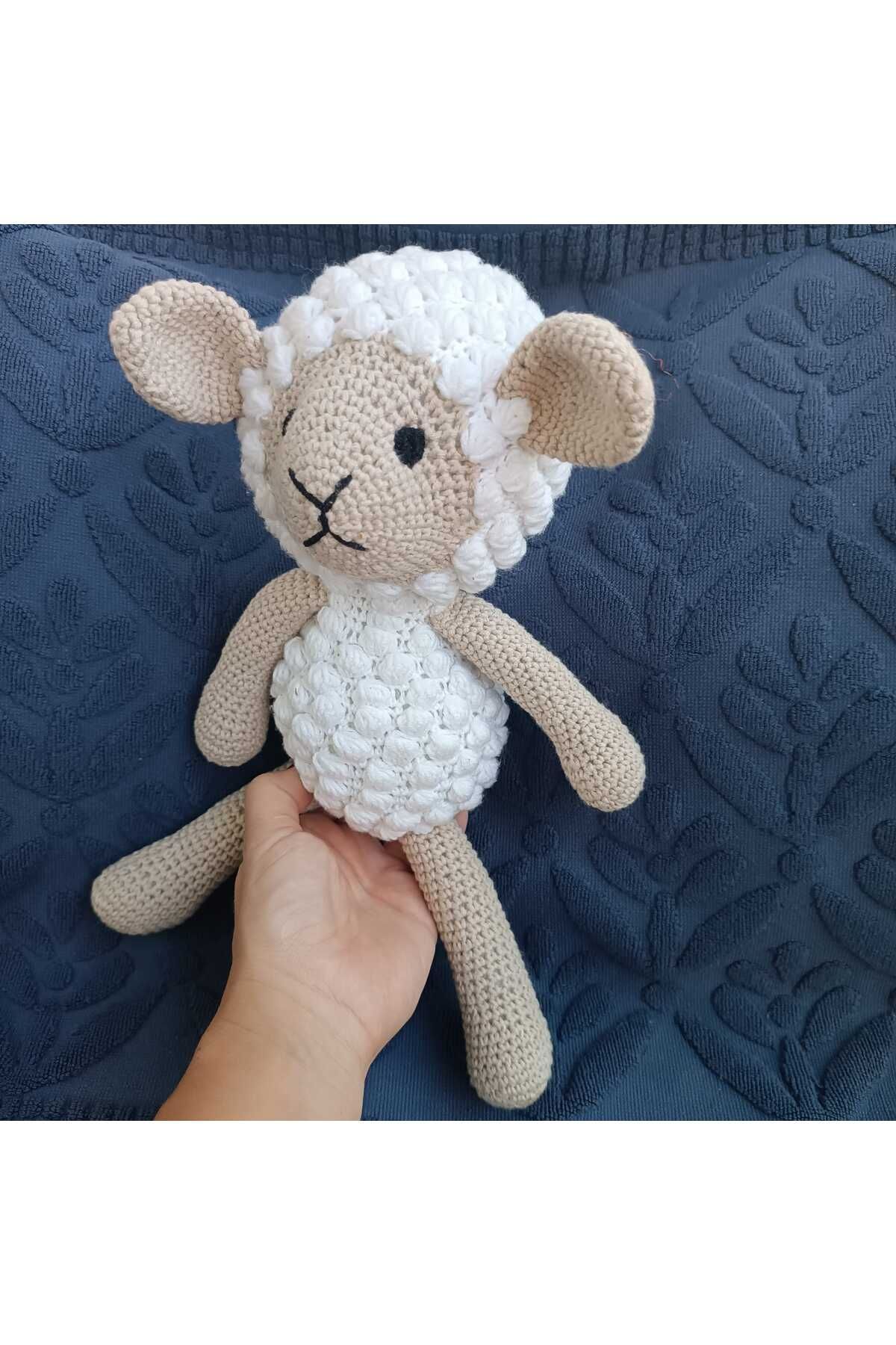 Peluş Kuzu Amigurumi 30 cm Organik İplik Sağlıklı Uyku Arkadaşı Hediye Oyuncak