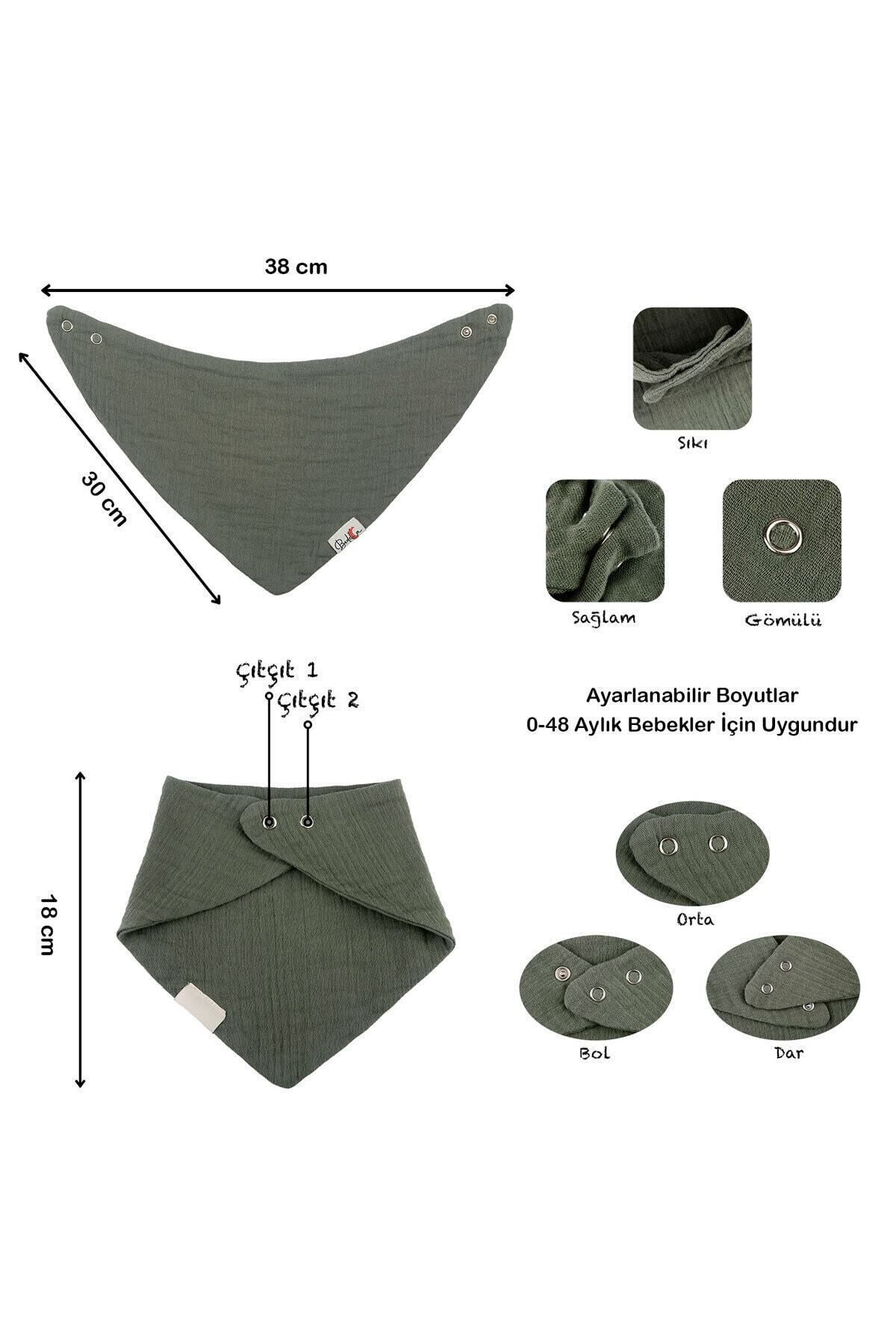 Bedeca 3'lü %100 Organik Pamuk Bebek Müslin Önlük - Kız Erkek Bebek Salya Ve Mama Önlüğü, Fular, Yakalık fotoğrafı 6 (önizleme)