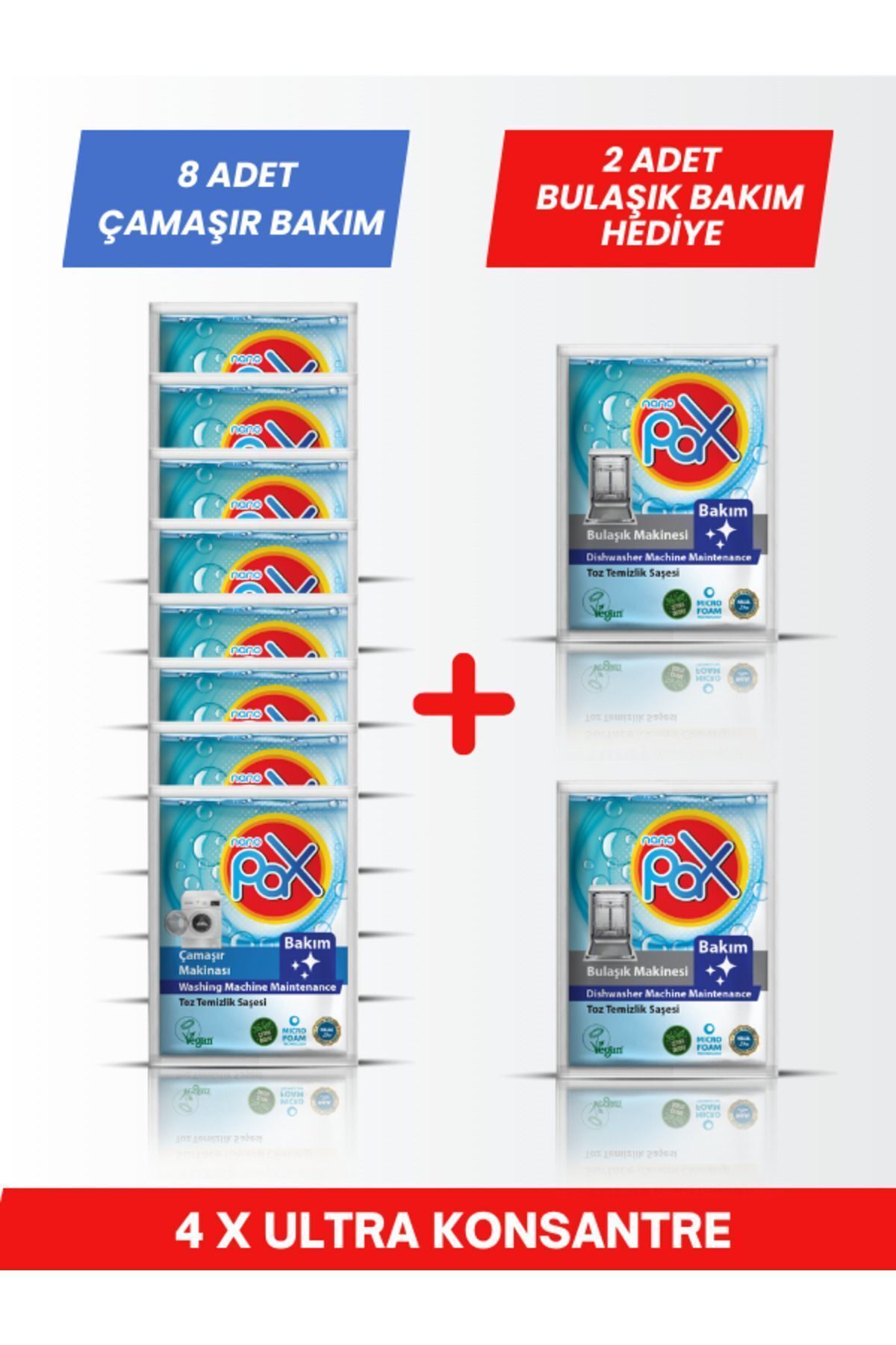 fuudimex 8 Adet Çamaşır 2 Adet Bulaşık Makinesi Kazan Temizleme Ve Bakım Tozu (4X ULTRA KONSANTRE)
