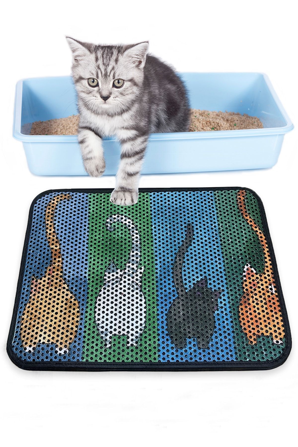 Gatto Carıno Kedı Kumu Paspası Gri Elekli Tuvalet Önü Paspası