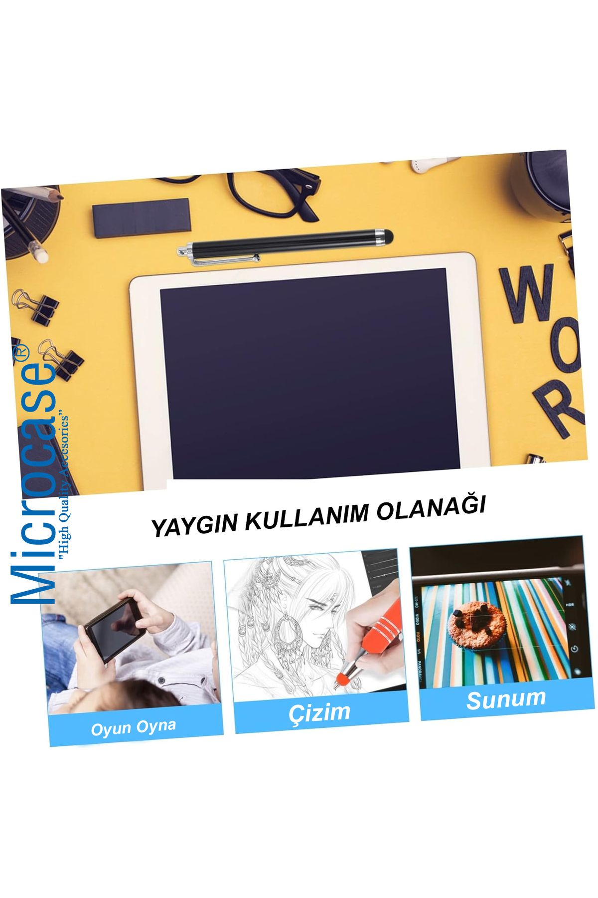 Universal Tüm Dokunmatik Cihazlarla Uyumlu Akıllı Dokunmatik Kalem 4 Adet AL4648 Siyah 7
