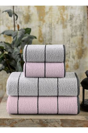 eumenia Pudra Valona 50 x 85 – 70 x140 cm 4'lü Banyo Havlu Seti | Pudra-Gri
