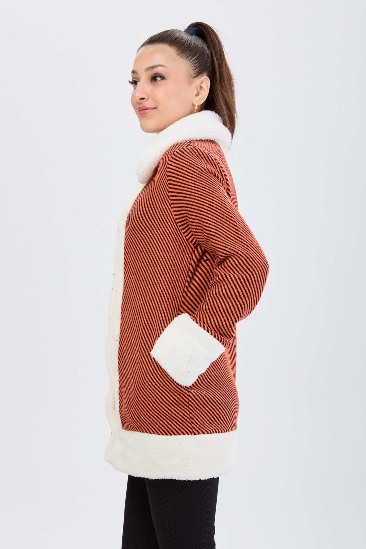 TOFİSA-Orange Women's Jacket - Straight Collar, Model 13095 3