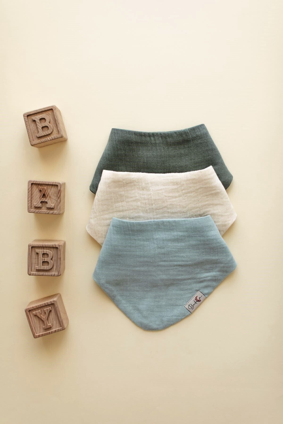 Bedeca 3'lü %100 Organik Pamuk Bebek Müslin Önlük - Kız Erkek Bebek Salya Ve Mama Önlüğü, Fular, Yakalık fotoğrafı 3 (önizleme)