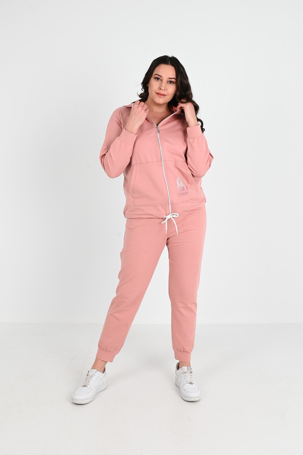 ADROM Set De Trening Pentru Femei, Cu Fermoar, Cu Imprimeu Cu Pietre 8037-24 Femeie - XL