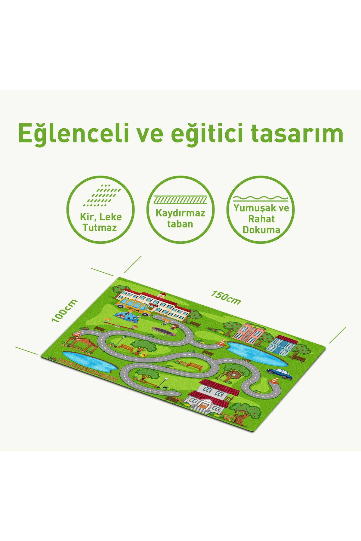 Fibril Carpdress Desenli Kaydırmaz Oyun Halısı 100 x 150 cm fotoğrafı 3 (önizleme)