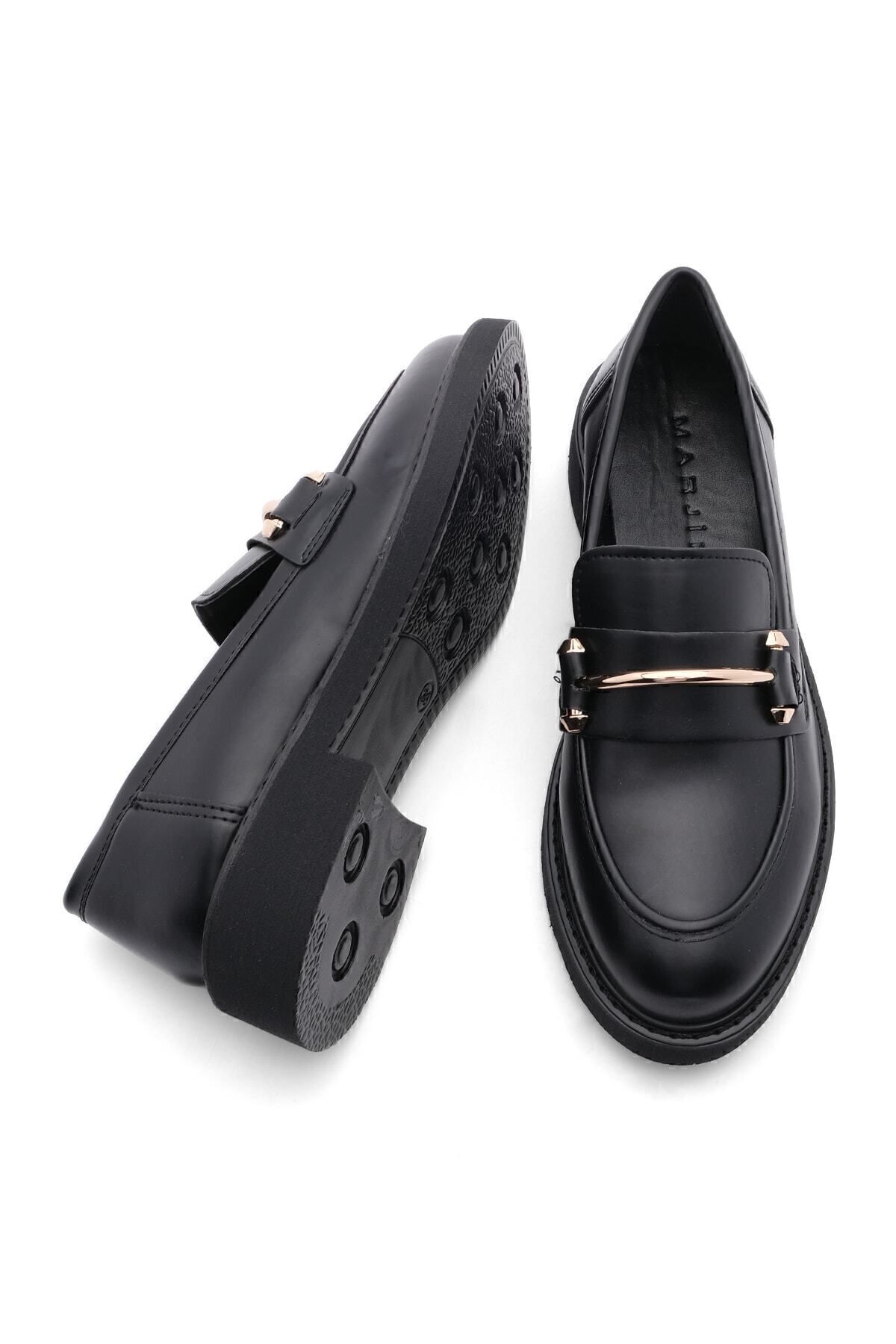 Kadın Loafer Makosen Casual Tokalı Günlük Ayakkabı Forye Siyah