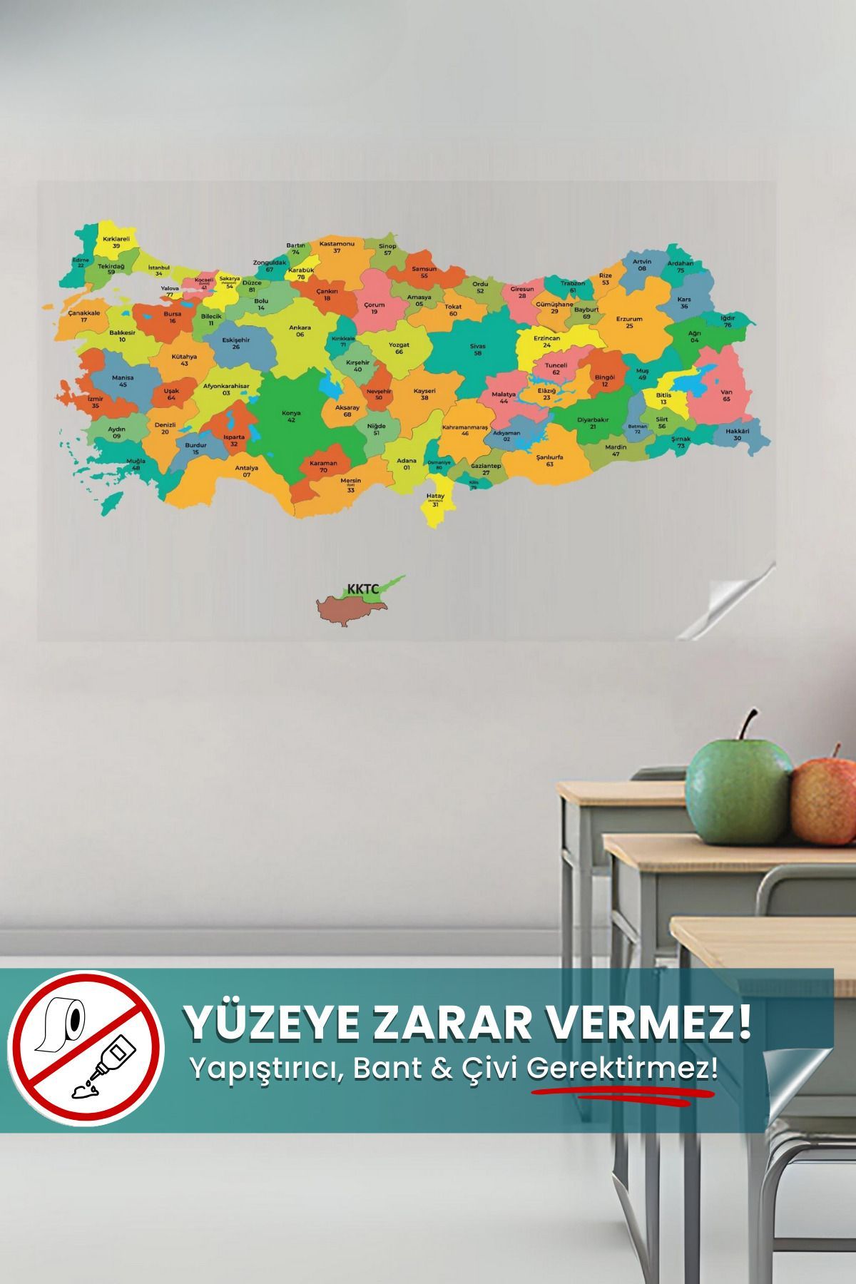 Pi Papers-Türkiye's Political Map, Magic Smart Paper That Does Not Hurt the Surface, Summer Sil Map 1