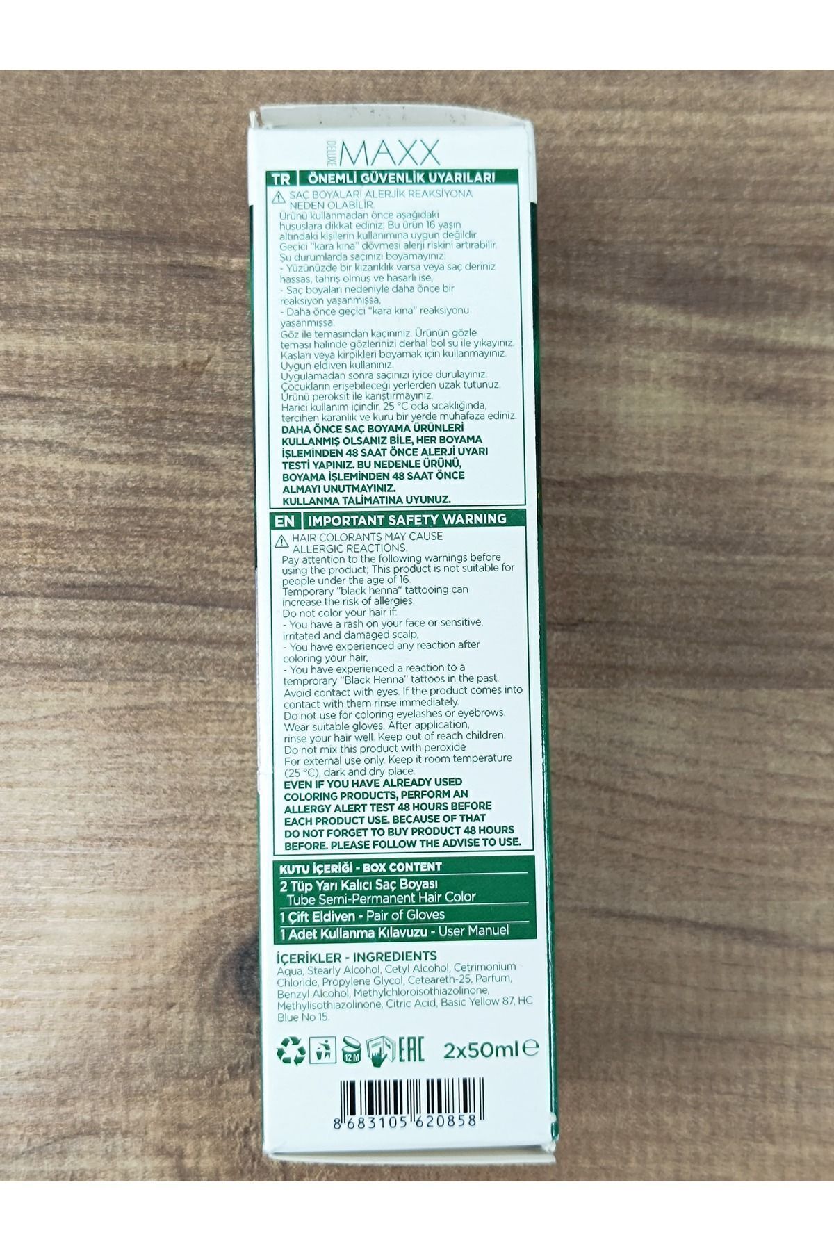 رنگ مو سبز مردانه و زنانه آماده برای آمیزی موهای نیمه دائمی MAXX DELUXE
