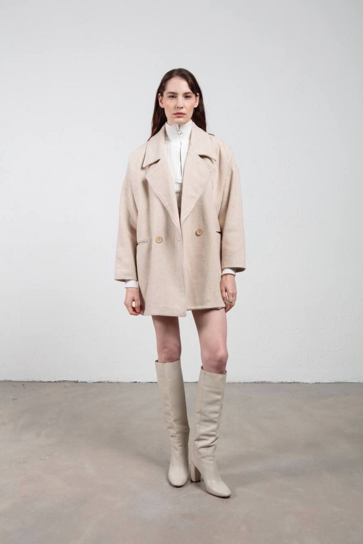 My Blog-Stone Herringbone Oversize Short Coat 6
