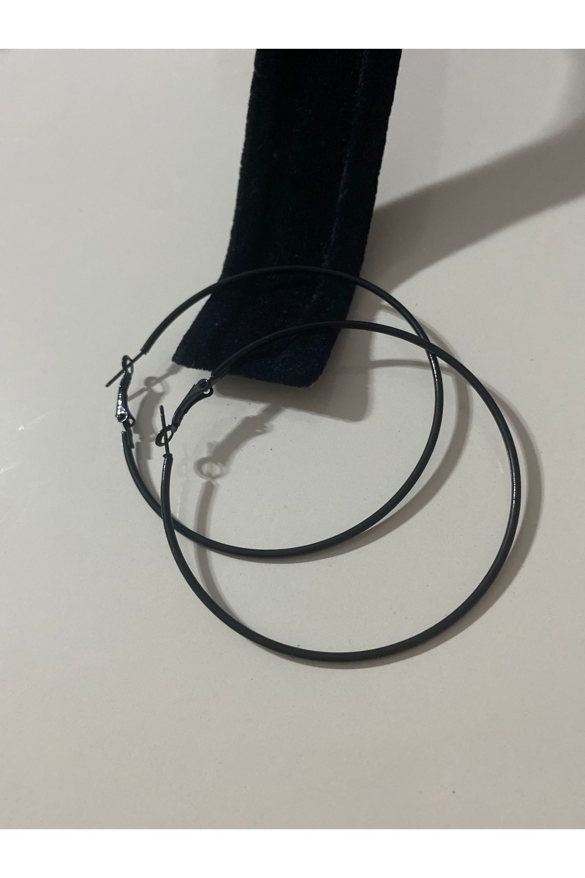 BÜYÜK BOY SİYAH RENK HALKA KÜPE ÇELİK KÜPE PASLANMAZ ÇELİK 3