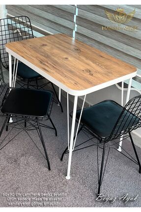 BY HAKAN AŞKIN Beyaz Metal Ayaklı 60x90 Cm KALINLIKLI (TEK MASA) Eclipse Mutf...