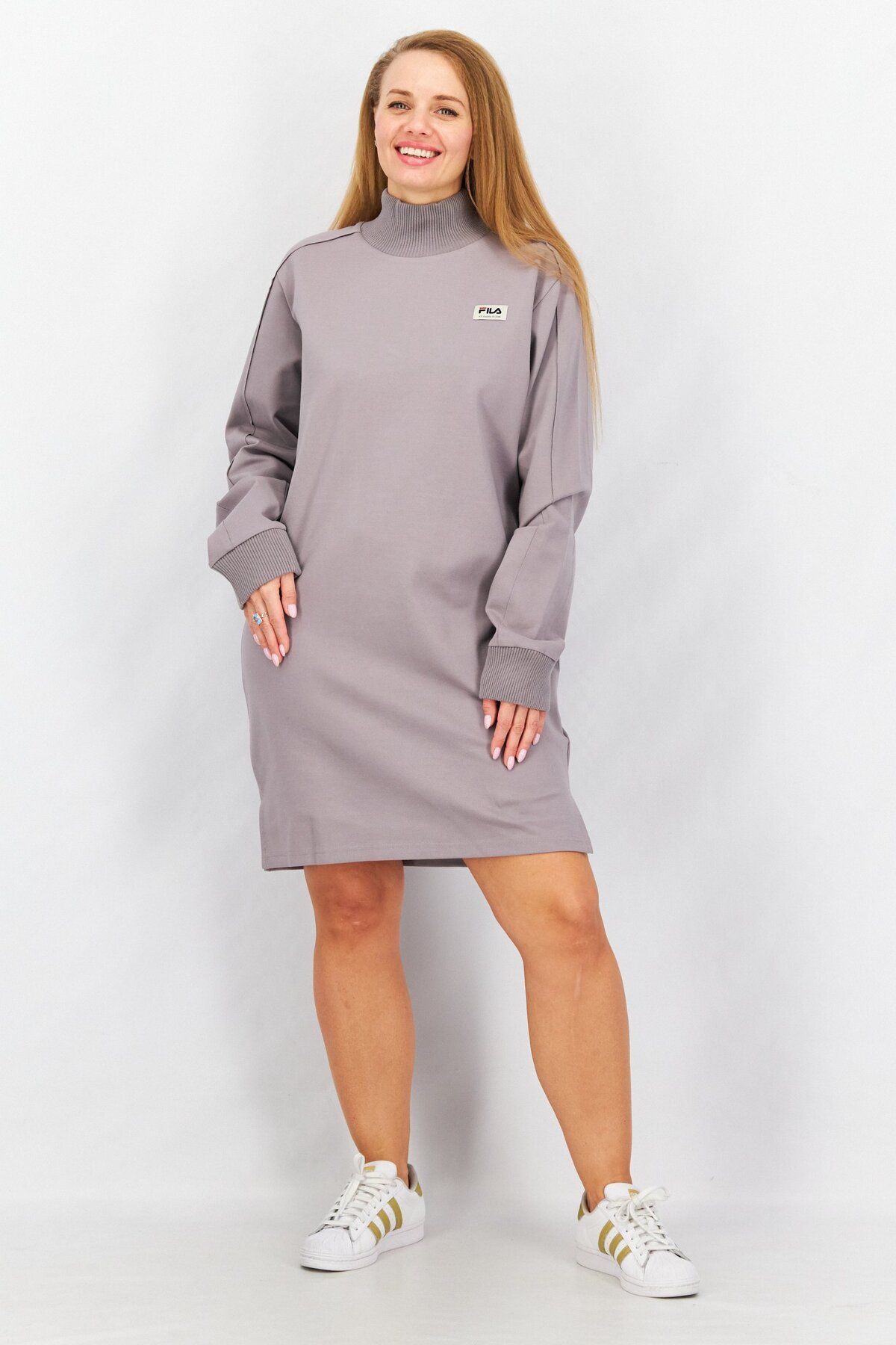 Fila Women Sportswear Fit Long Sleeve Sweater Dress Grey