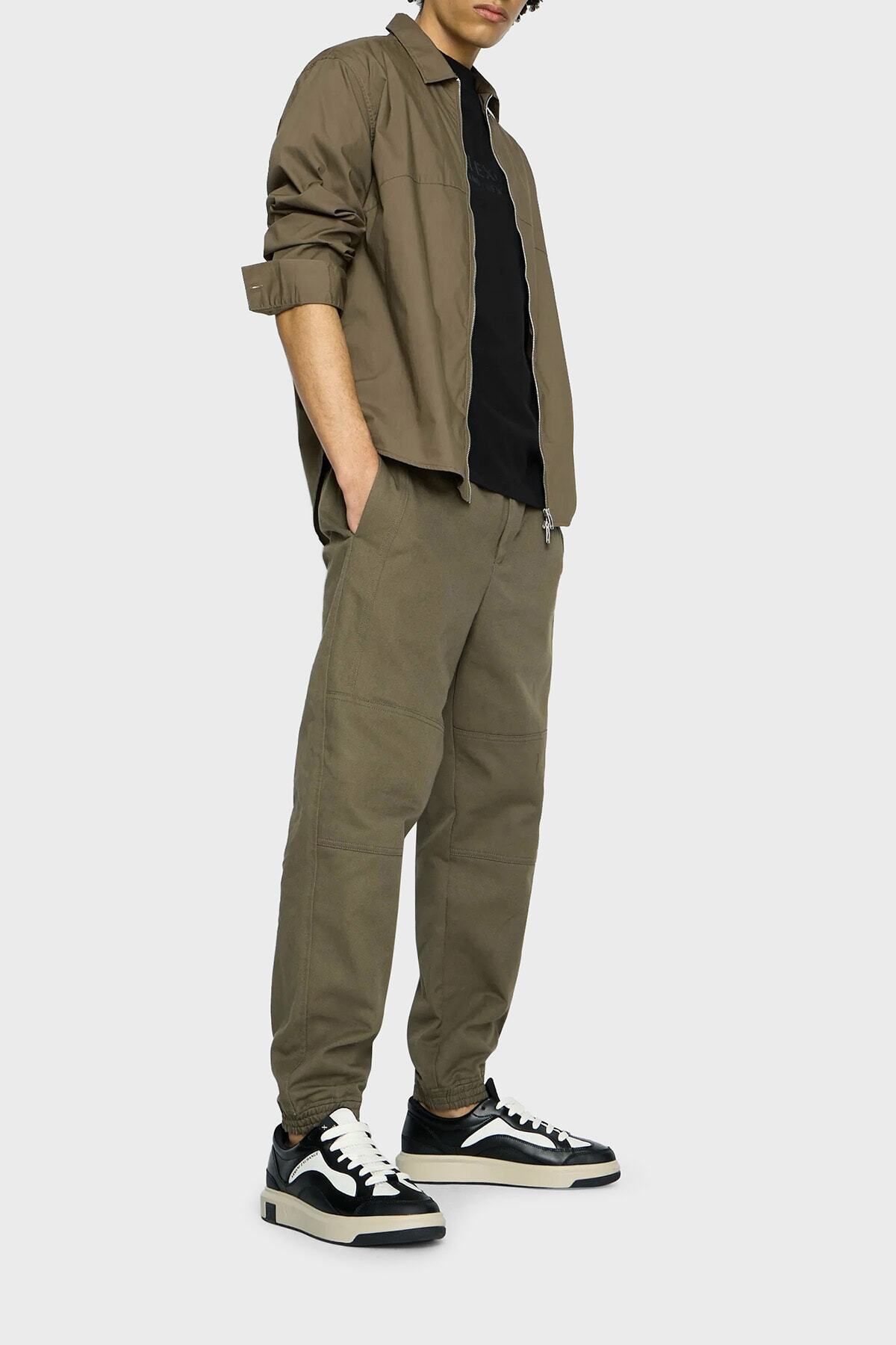 پیراهن / بلوز دکمه دار سبز مردانه کشیده شده با لباس مناسب پنبه 6rzcl6 ZN2VZ 1784 Armani Exchange
