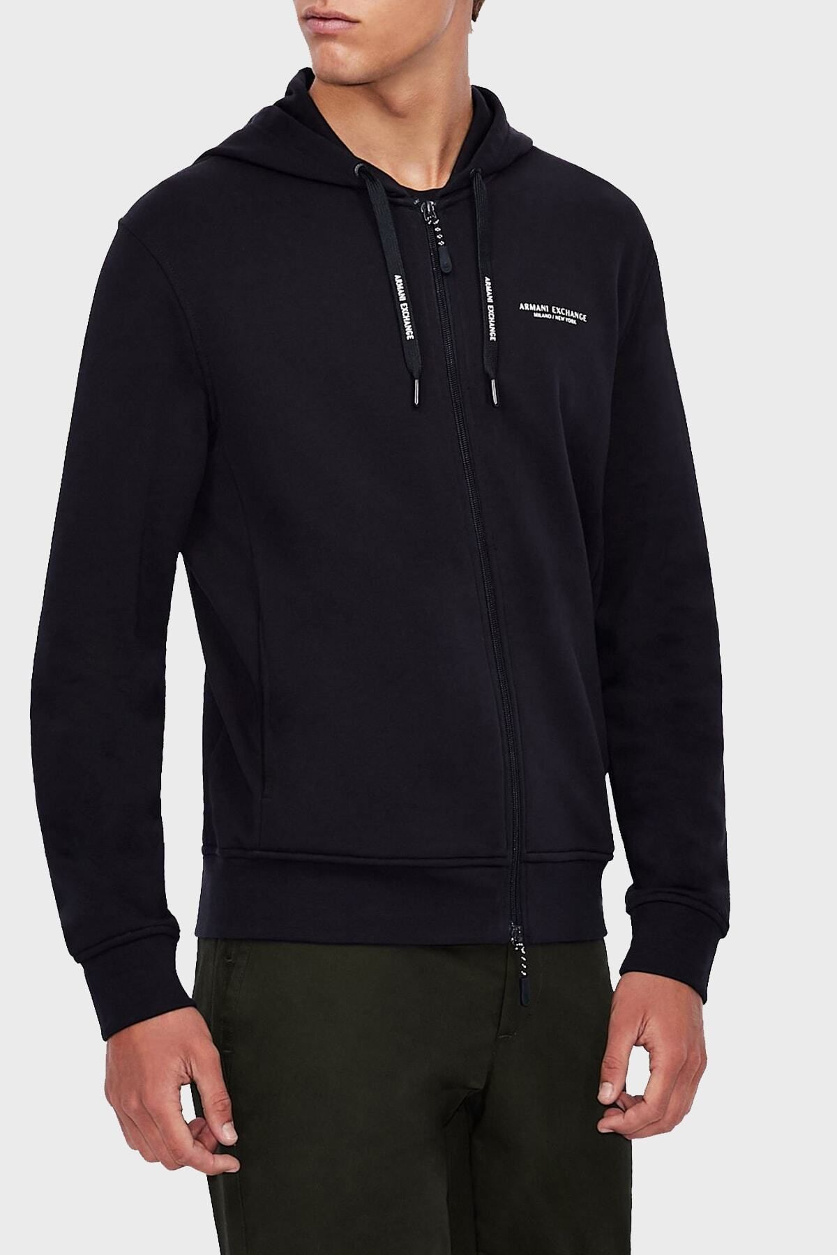 سوئیشرت سرپوش دار با لوگوی آبی سرمه ای مردانه Armani Exchange