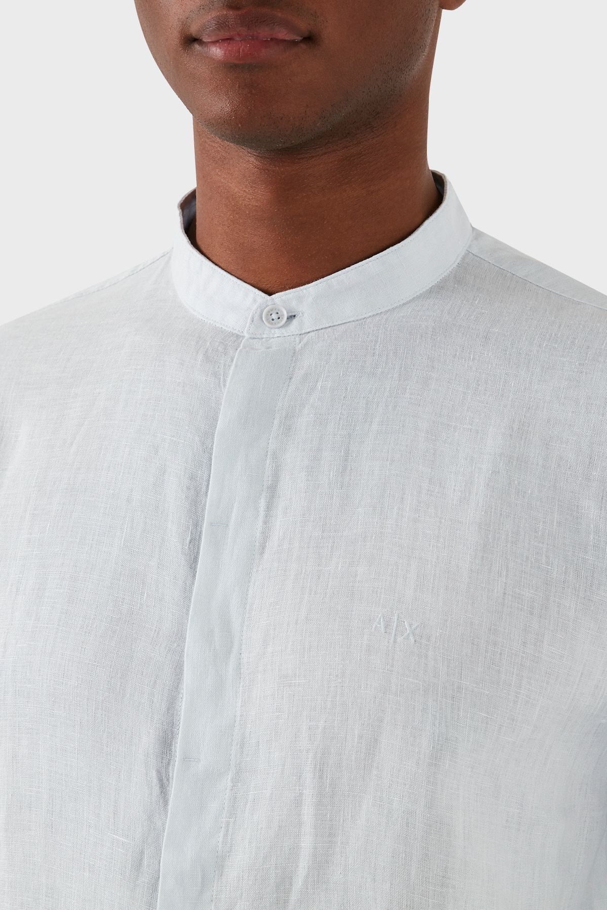 پیراهن / بلوز دکمه دار آبی مردانه 100 ٪ یقه غالب کتانی 8NZC66 ZNCFZ 15CZ Armani Exchange