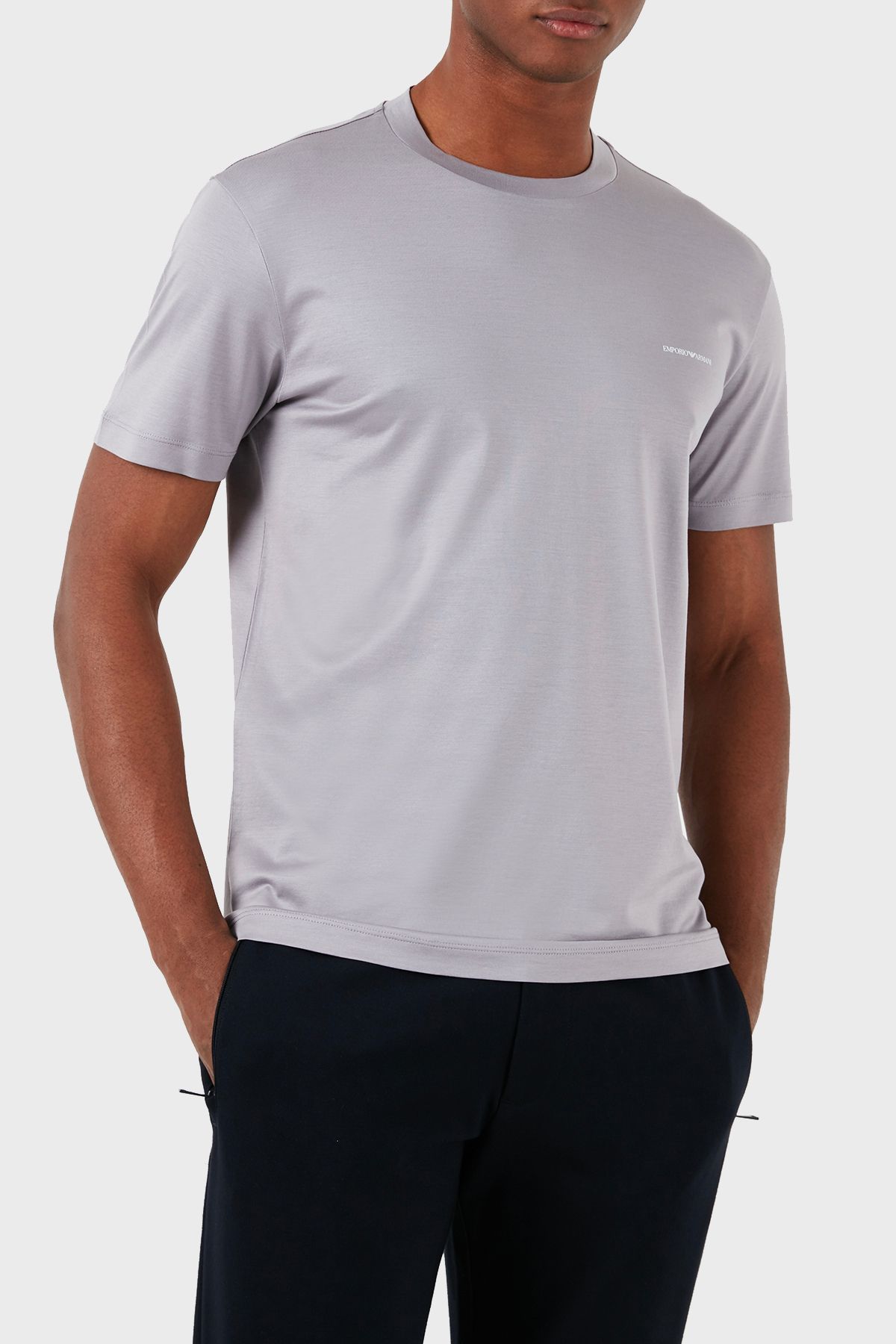 Emporio Armani With Logo Crew Neck Cotton Blend Regular Fit