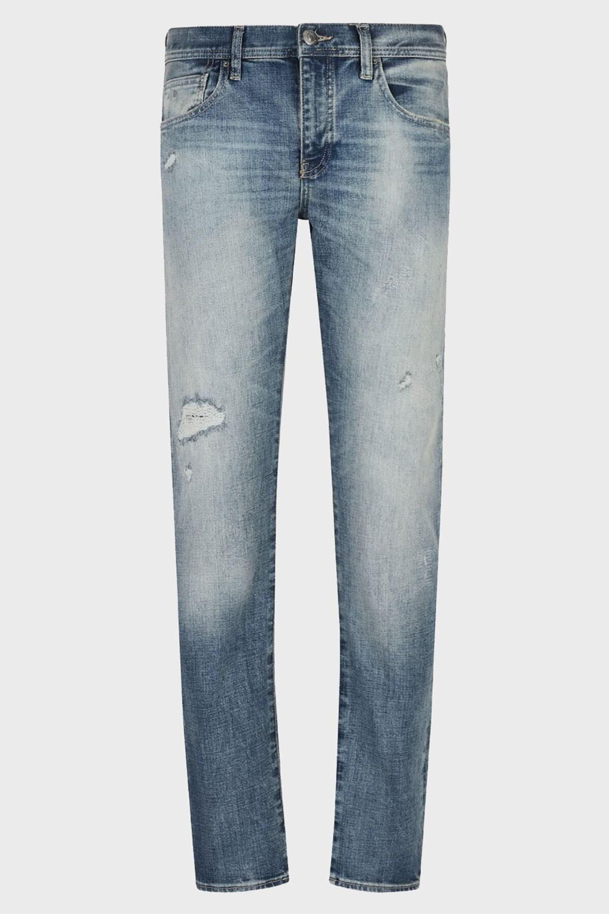 شلوار جین آبی مردانه لوله کمر پنبه ای Slim Fit J10 3rzj10 z1ydz 1500 Armani Exchange