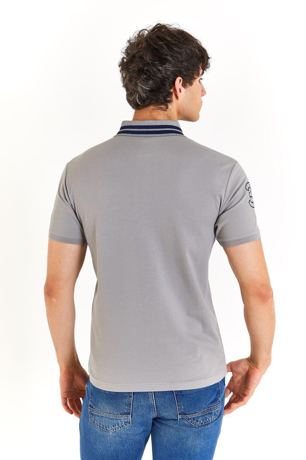 تی شرت یقه پولو خاکستری مردانه پایه ورزشی 'S .000. GSD 013 U.S. Polo Assn.