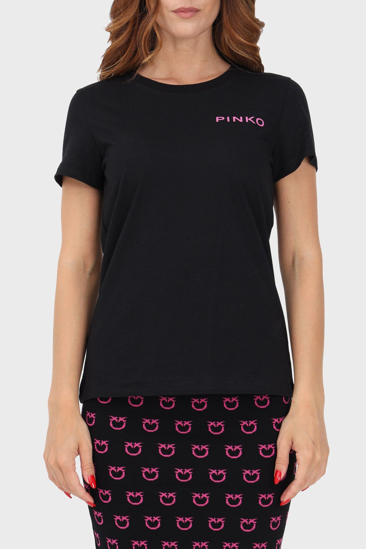 Tシャツ・カットソー PINKO Woman T-Shirt Grey 101752A2CT I63 PINKO Grey Graphic T-Shirt for Women
