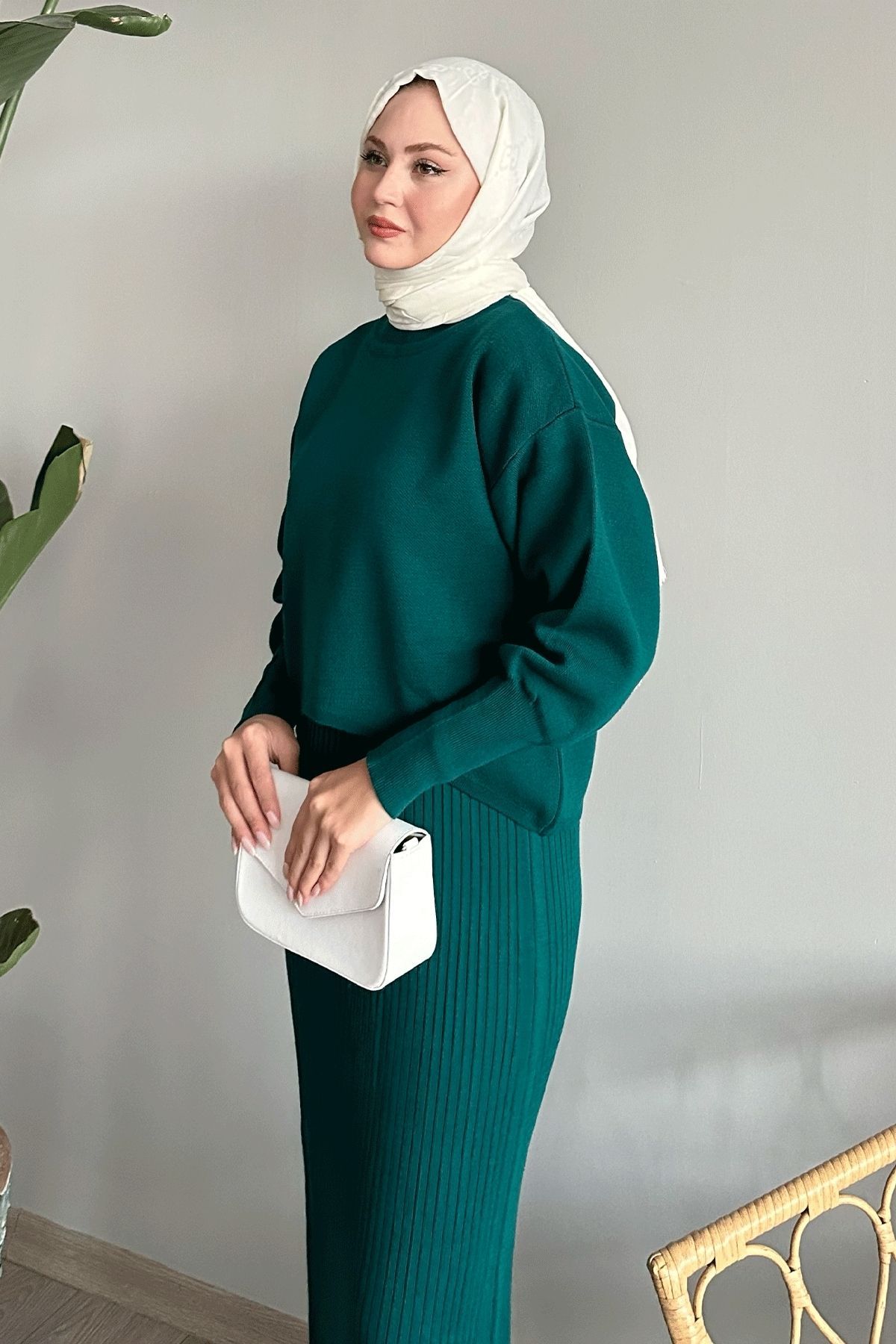 InStyle-Sada úpletov s balónovými rukávmi v zelenej farbe 2
