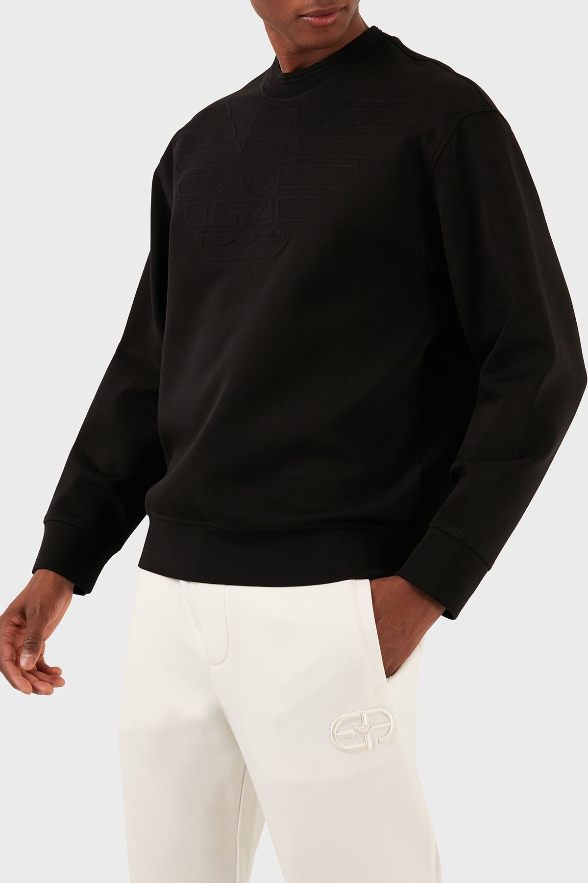 Sweat مردانه SWEAT 3D1MDX 1JHSZ 0030 با گردن خدمه ترکیبی پنبه ای Emporio Armani