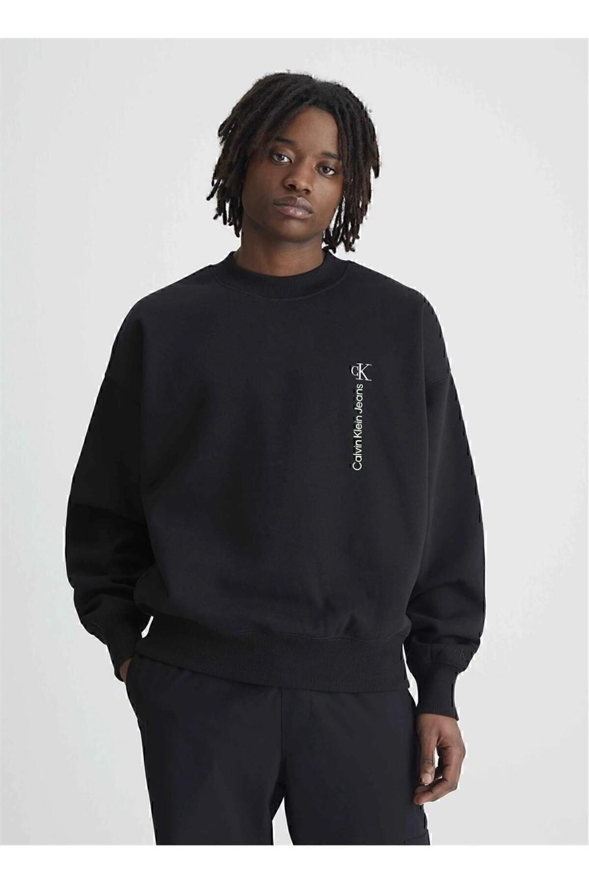 سویشرت مشکی مردانه HWK CN نهادی عمودی اورجینال Calvin Klein