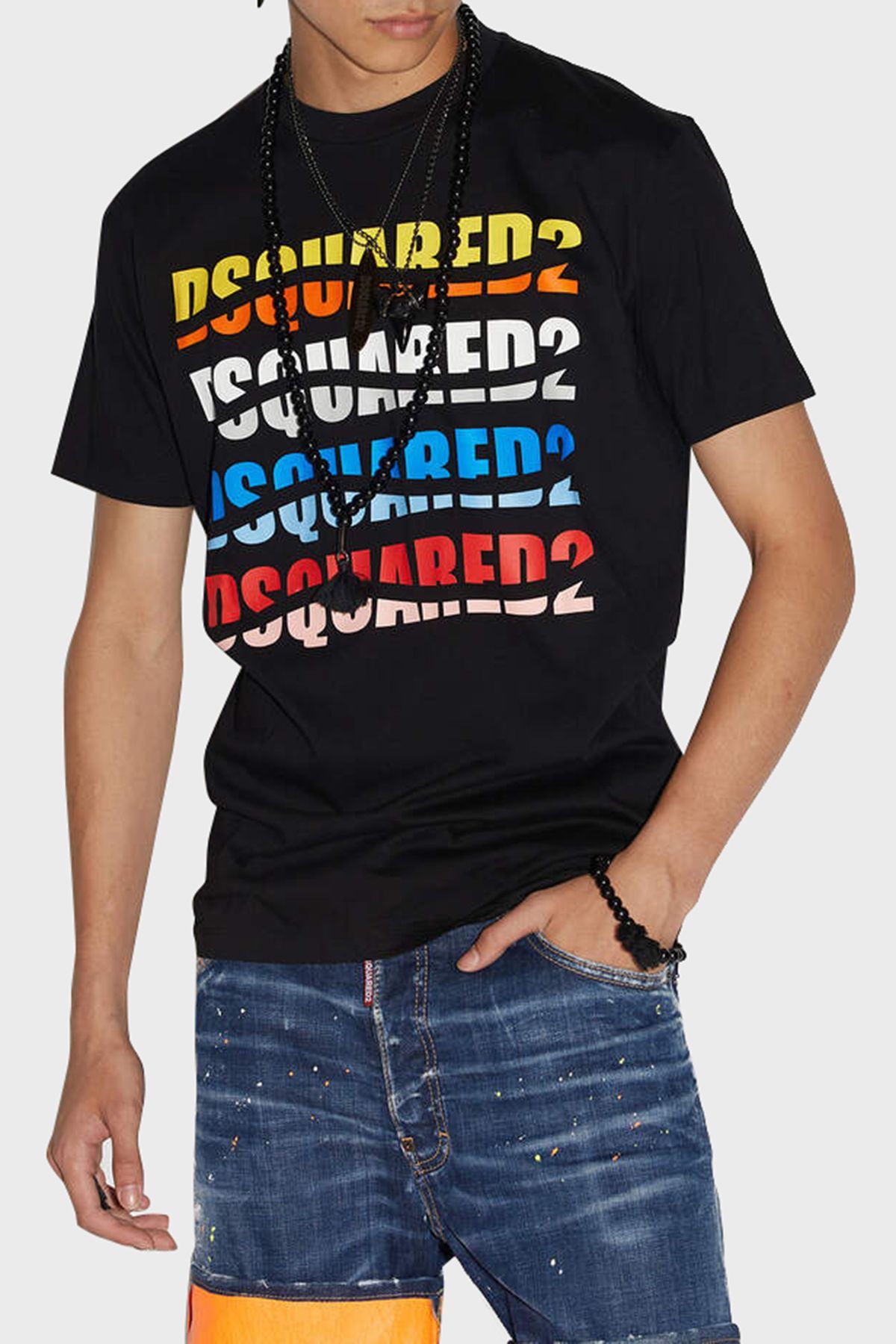 تی شرت تی شرت معمولی یقه خدمه 100% پنبه ای با لوگو تی شرت مردانه S74GD1092 S23009 900 DSquared2