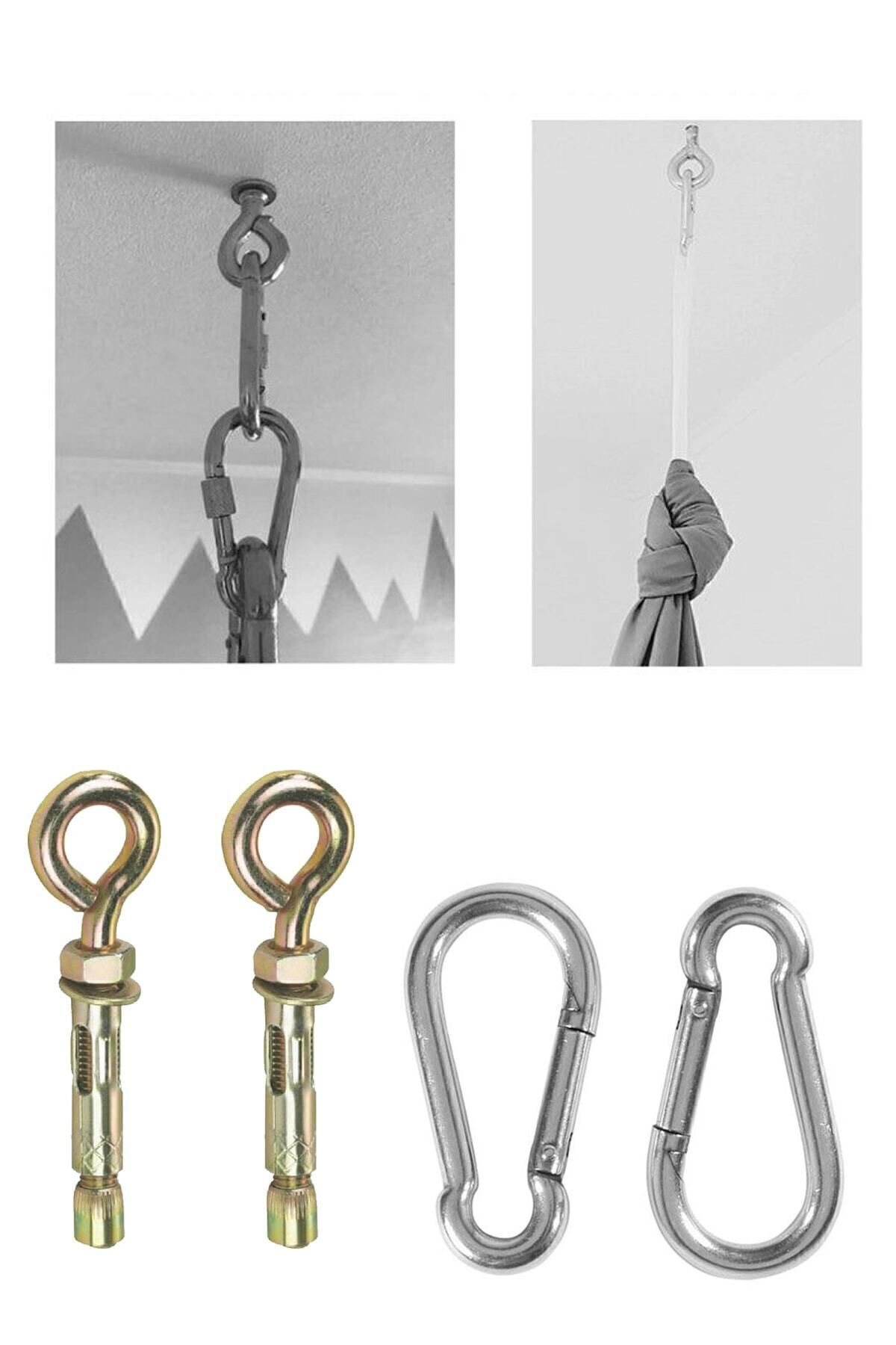 Bundeba 2 Adt Çelik Dübel + 2 Adet Karabina Salıncak, Hamak, Box Torbası, Yoga Asma Aparatı, Tavan Salıncağı fotoğrafı 3 (önizleme)