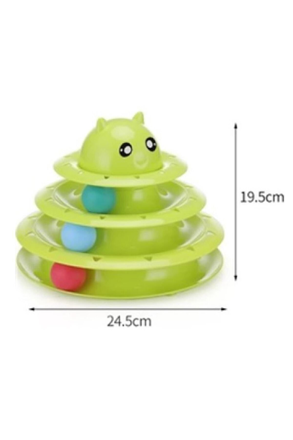 Bundera-3 Tiers Cat Toy with Cat Head, Movable Rotating Ball Tower Pet Activity Non-Slip Anti-Tipping 2