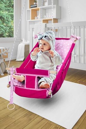 Bundeba Kids Pembe Bebek Uyku Salıncağı Çocuk Ahşap Hamak Beşik Salıncak Mind...