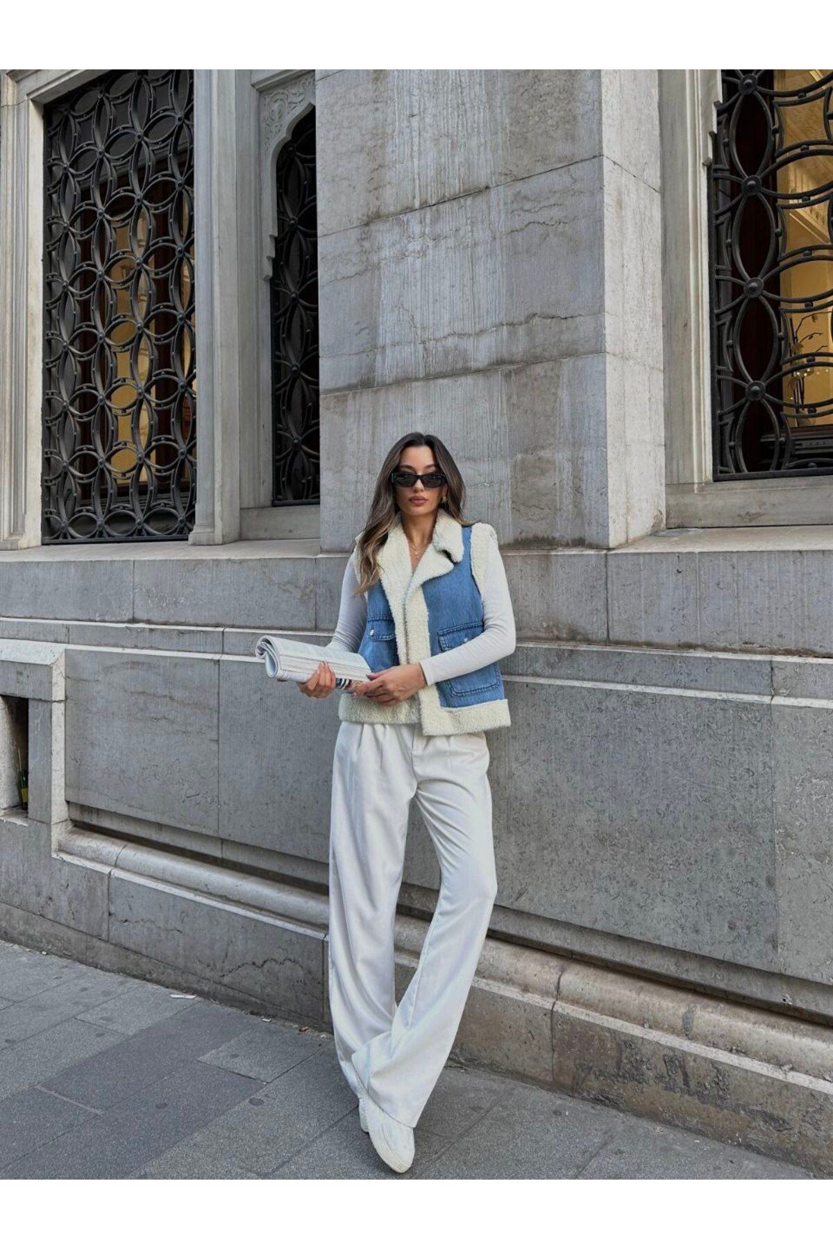 İçi Kürklü ZR Model Denim Yelek - Şık ve Sıcak