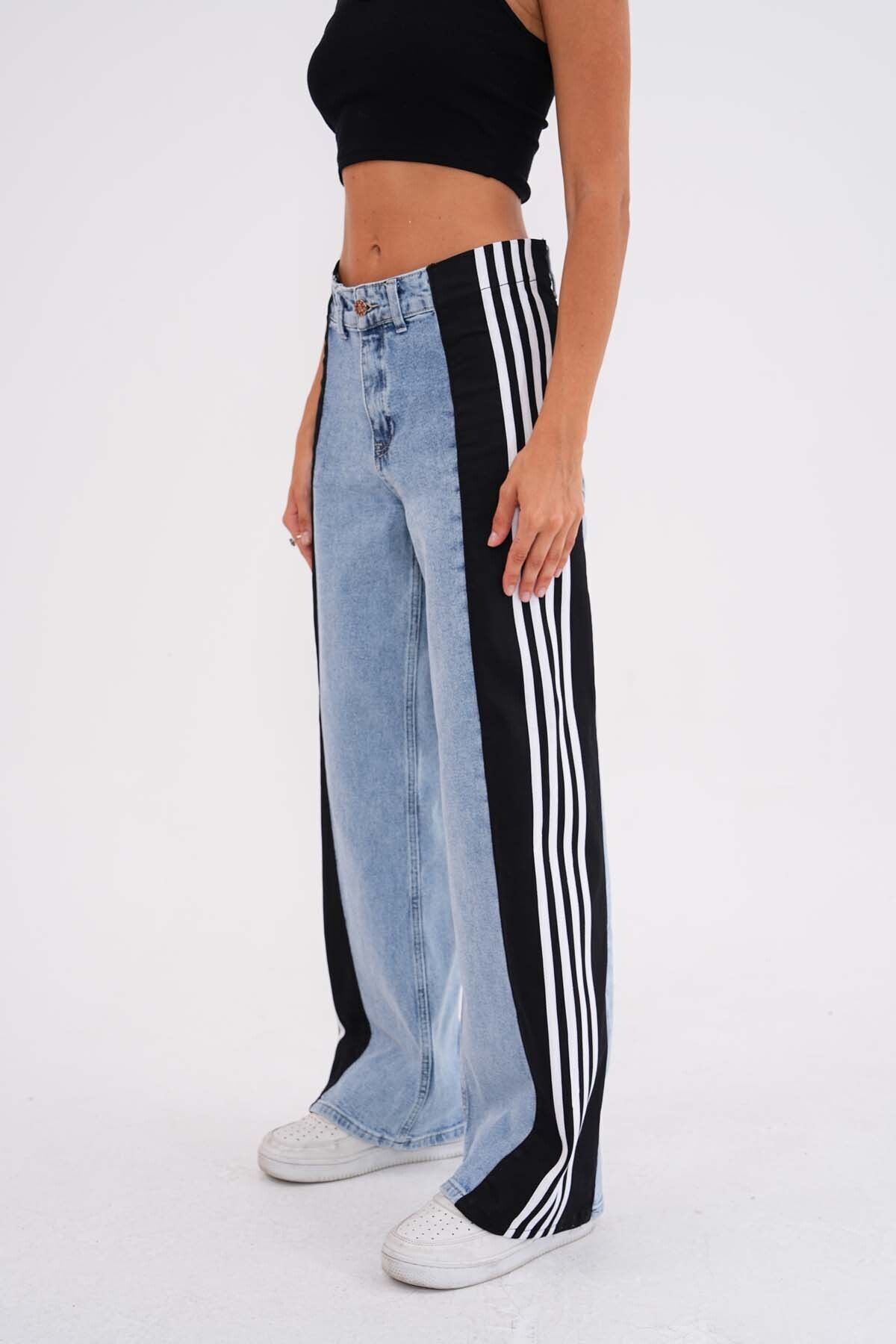 lettre bleu clair bel wide leg jean