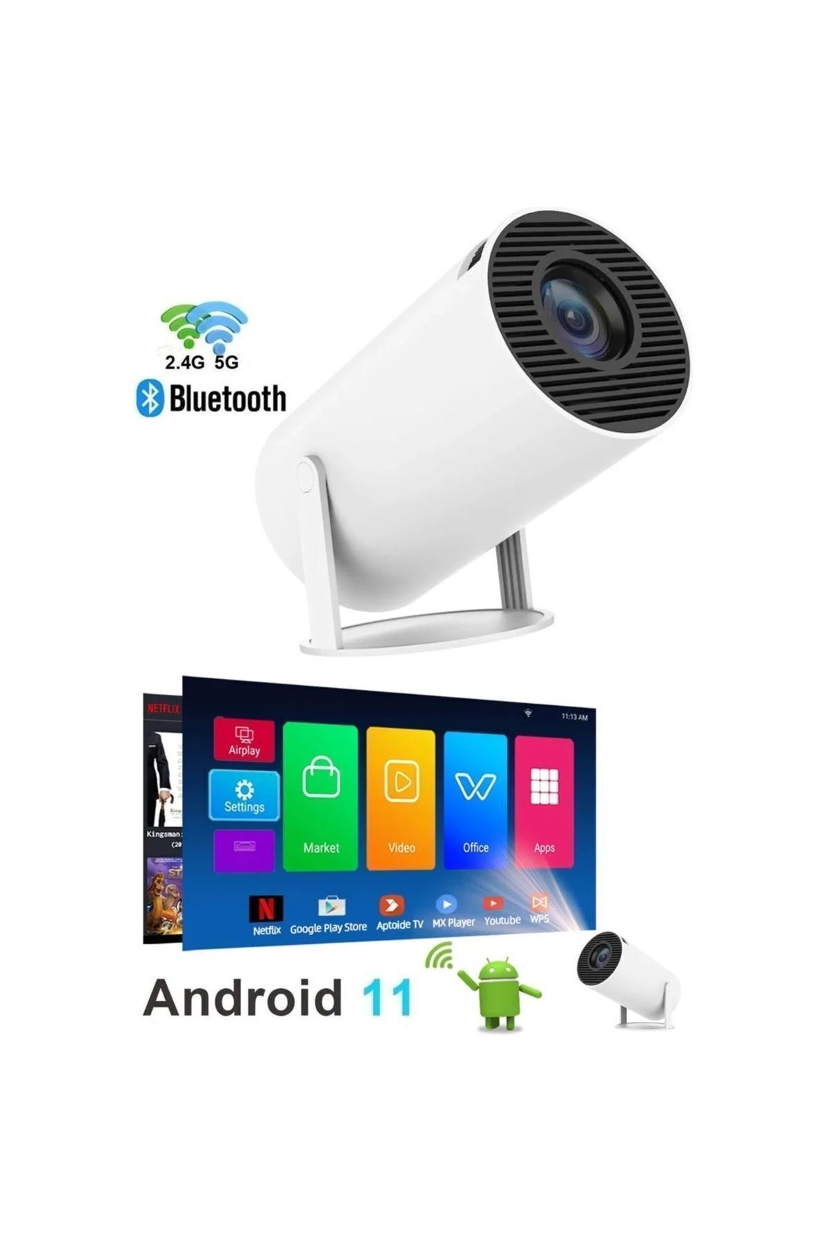 Heaven House Taşınabilir Projeksiyon Cihazı Projektör Cihazı Mini Projeksiyon 4k Projeksiyon Cihazı