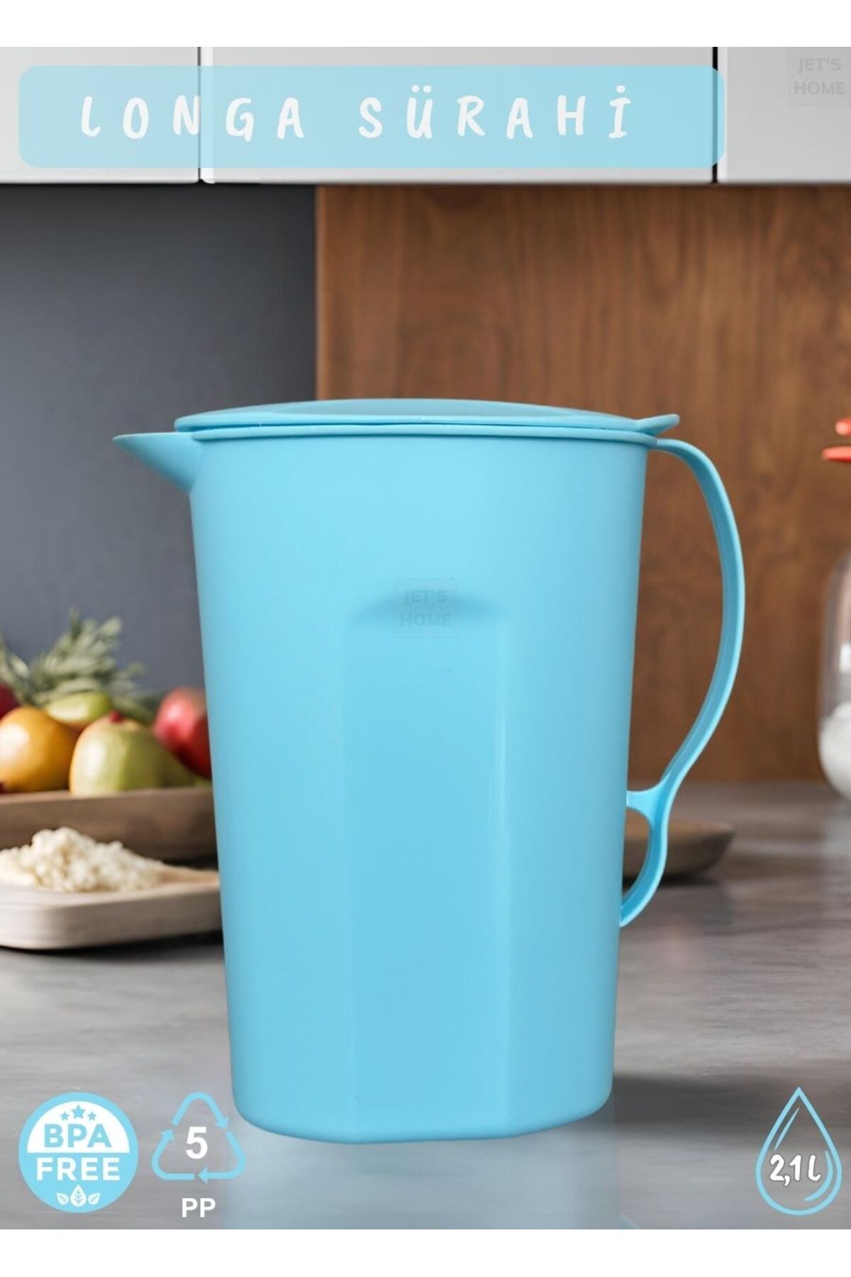 Jet's Home Longa Sürahi PP-5 Kokusuz Sürahi Açık Mavi Sürahi Bpa Free 2 ...