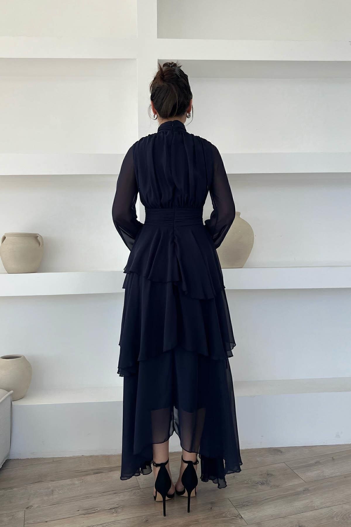 LİBAS-Chiffonkleid in Midi-Länge 4