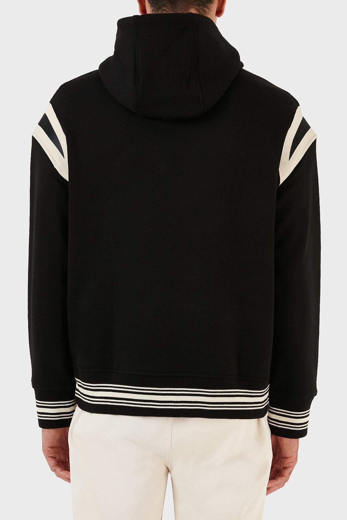 لوگوی کلاهدار کانگورو جیبی 100% پنبه عرق مردانه SWEAT 6R1MG1 1JWPZ Emporio Armani