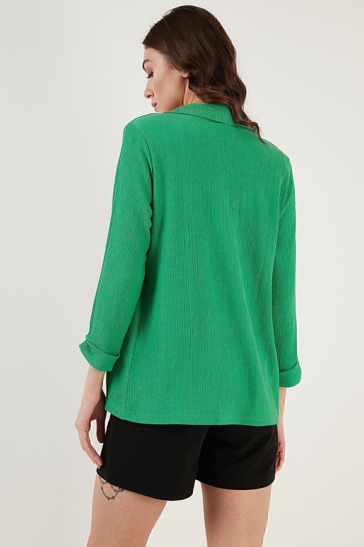 Lela-Collared and Sleeved Seersucker Kimono Cardigan Cardigan 5864974 6