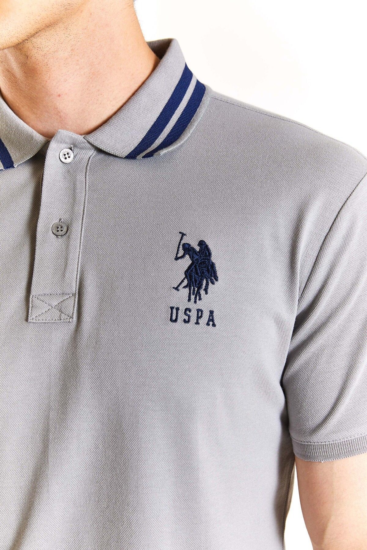 تی شرت یقه پولو خاکستری مردانه پایه ورزشی 'S .000. GSD 013 U.S. Polo Assn.