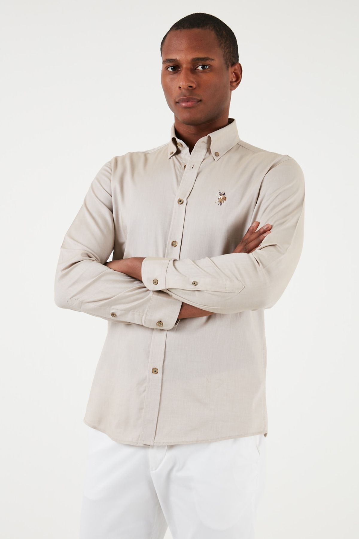 U.S. Polo Assn. U.S. Polo Logolu Pamuklu Slim Fit Gömlek Erkek GÖMLEK G081SZ0041826727 — خاکی