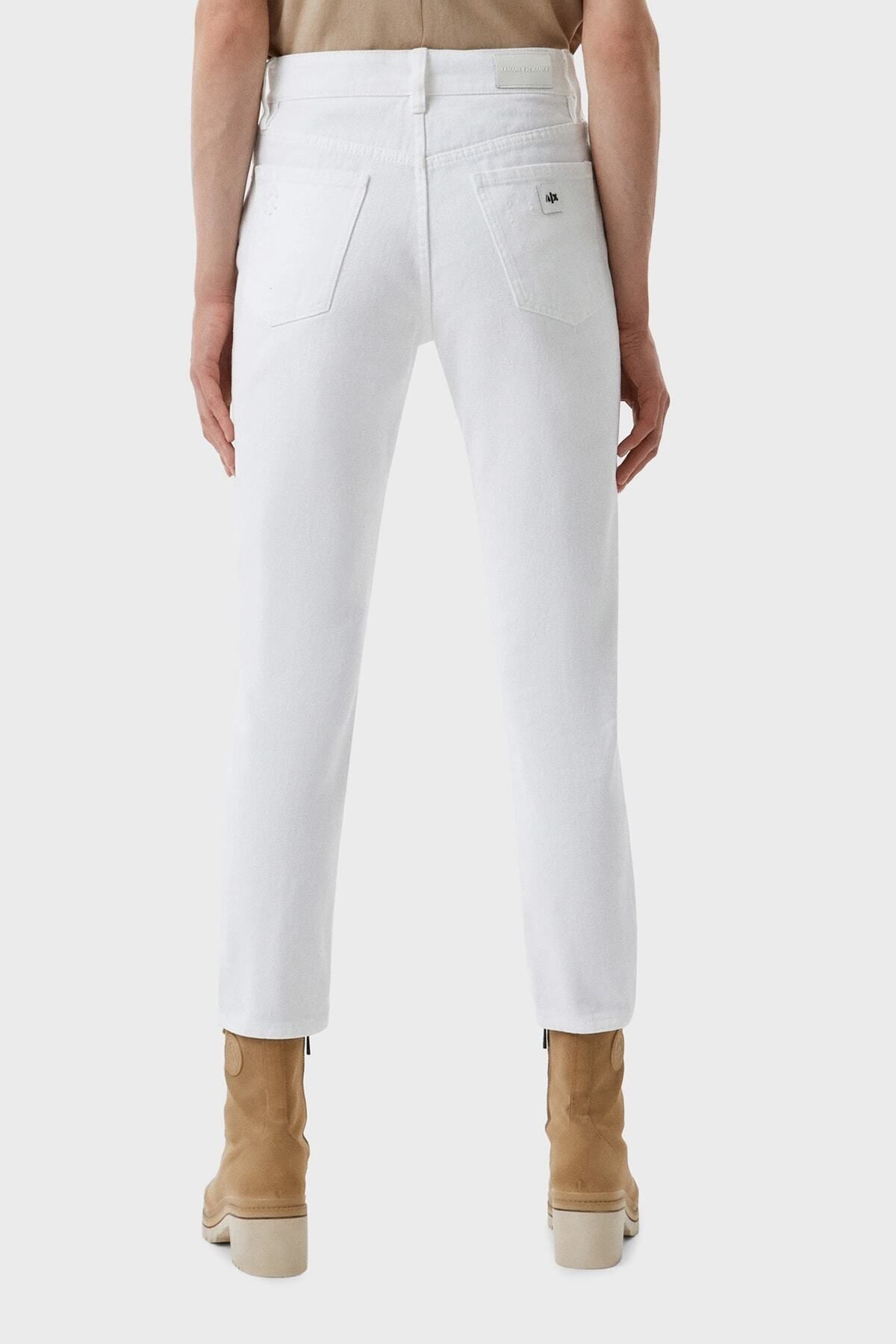 شلوار جین سفید مردانه کمر بلند پنبه ای باریک و مناسب اشک J51 Jean Jeans 3Ryj51 Y1HRZ Armani Exchange