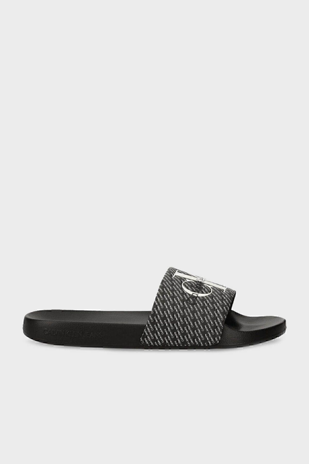 دمپایی سفید مردانه مسطح با آرم ym0ym009550gm مردانههان ym0ym00955 0gm Calvin Klein