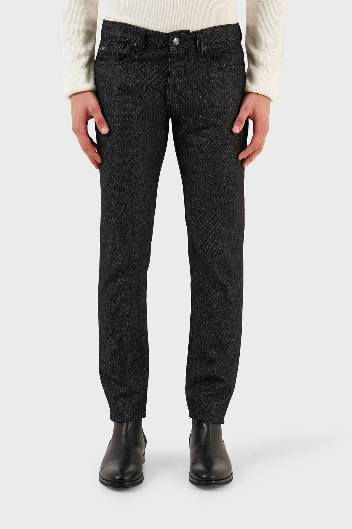 J75 پنبه و پشم ترکیبی شلوار باریک شلوار مردانه 6R1J75 1N08Z 0065 Emporio Armani