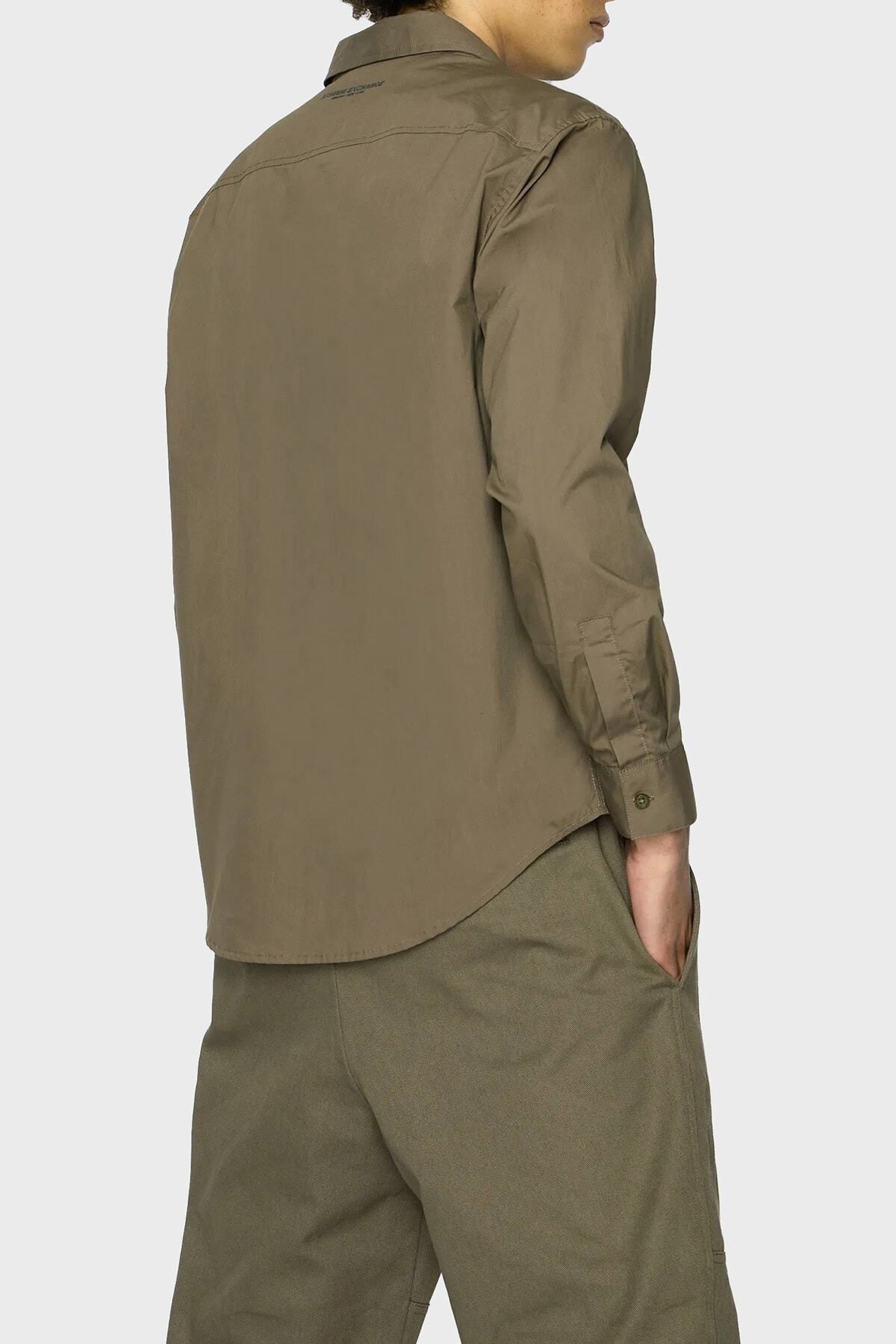پیراهن / بلوز دکمه دار سبز مردانه کشیده شده با لباس مناسب پنبه 6rzcl6 ZN2VZ 1784 Armani Exchange