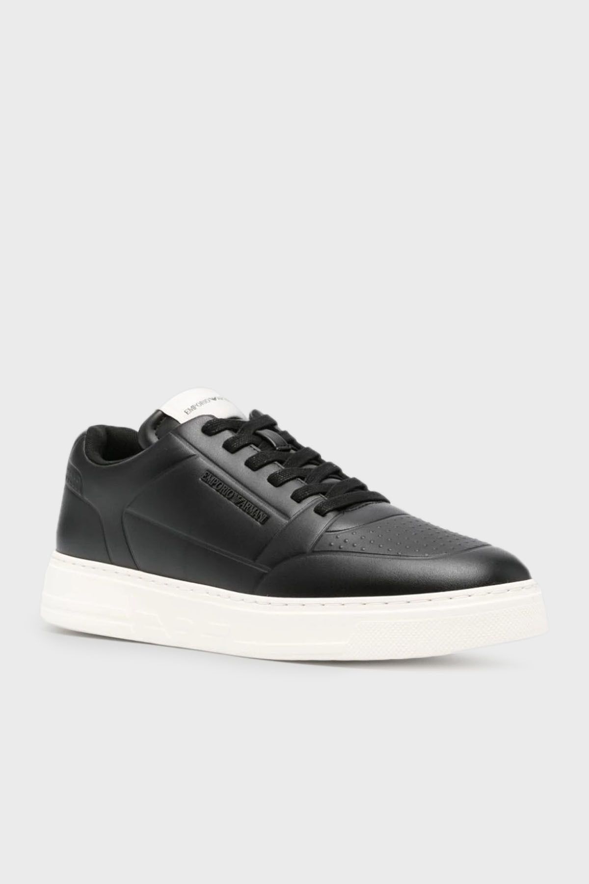 کفش کتانی چرم اصل با لوگو کفش مردانه X4X677 XF805 00002 Emporio Armani