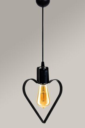 Bundeba Kalp Tekli Metal Sarkıt Avize Yatak Odası Kalpli Ferforje Siyah Rusti...